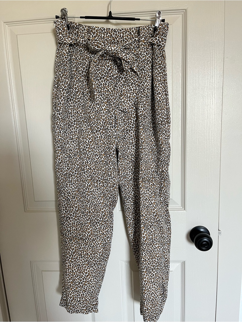 Banana Republic Leopard Print Tie-Waist Utility Pants- Brown/Black